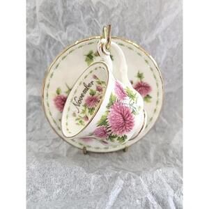 Royal Albert Flower Of The Month Chrysanthemum  - November-Tea Cup And Saucer